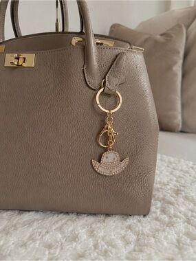 Western Cowgirl Hat Rhinestone Bag Charm / Keychain